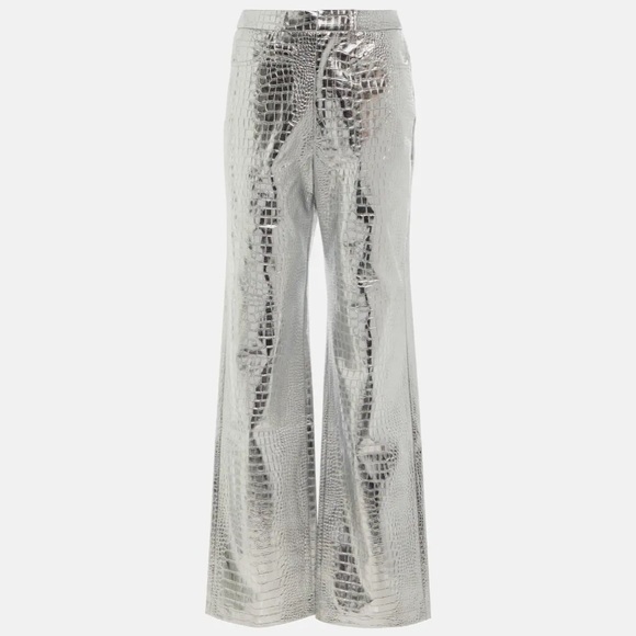 ROTATE Birger Christensen Croc Look Pants Silver - Picture 7 of 9